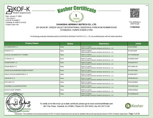 Latest company news about Herbway rinnova il certificato kosher KOF-K